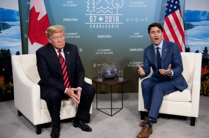 Le président américain Donald Trump et le Premier ministre canadien Justin Trudeau à La Malbaie (Canada) le 8 juin 2018.