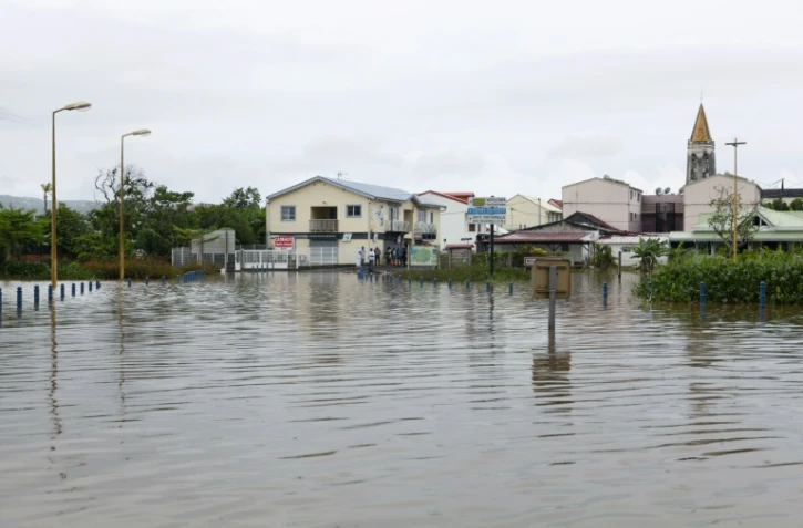Vue partielle de la ville de Rivière Pilote après les fortes pluies de la nuit du 04 au 05 mai 2009