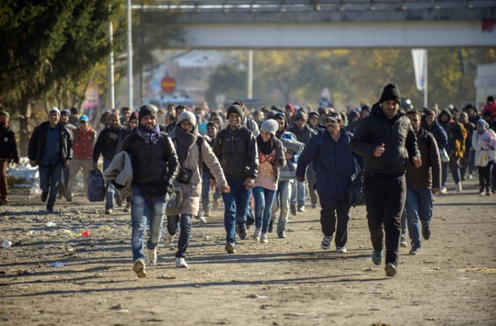 Réfugiés et migrants traversent la frontière entre la Slovenie et l'Autriche à Sentilj, le 3 novembre 2015