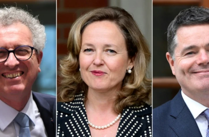 De gauche à droite: le ministre des finances du Luxembourg Pierre Gramegna le 4 décembre 2017 à Bruxelles, la ministre espagnole de l'économie Nadia Calvino le 8 juin 2018 à Madrid, le ministre des finances irlandais Paschal Donohoe le 8 octobre 2019 à Dublin