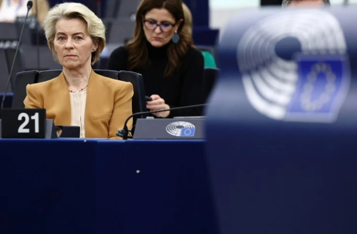 La présidente de la Commission européenne  Ursula von der Leyen participe à une session plénière du Parlement européen à Strasbourg (France), le 6 février 2024