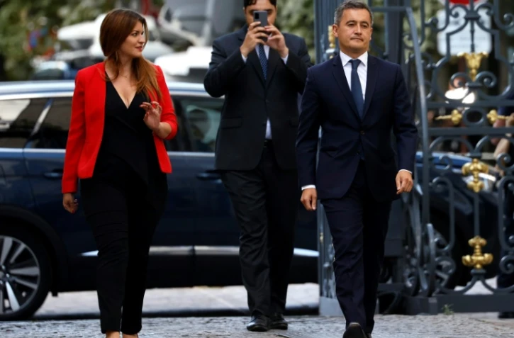 Marlène Schiappa et Gérald Darmanin à leur arrivée Place Beauvau, le 7 juillet 2020