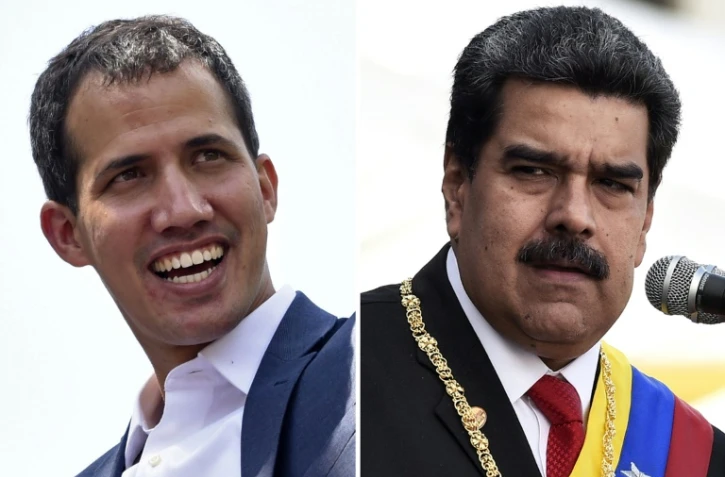 Montage de portraits de l'opposant vénézuélien Juan Guaido (gauche) et du président Nicolas Maduro (droite)