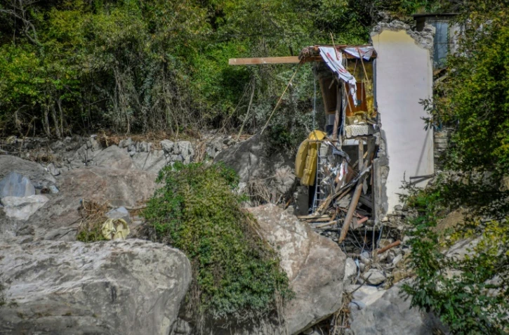 Des bâtiments eventrés après les intempéries dans la Vallée de la Roya, le 7 octobre 2020