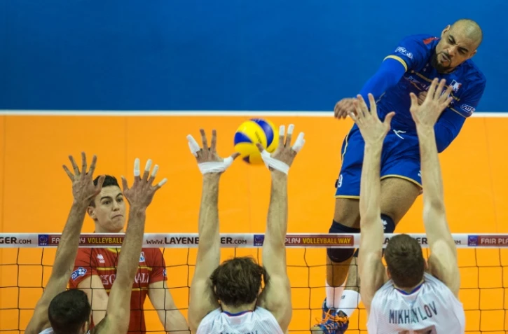 Le Français Earvin Ngapeth face à la Russie, le 10 janvier 2016 à Berlin