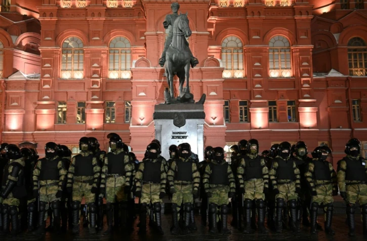 Des forces de police déployées à Moscou, le 2 février 2021