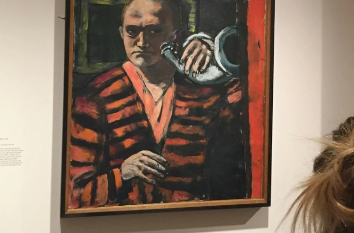 "Autoportrait avec corne " du peintre Max Beckmann au Metropolitan Museum of Art à New-York dans une exposition temporaire, le 17 octobre 2016