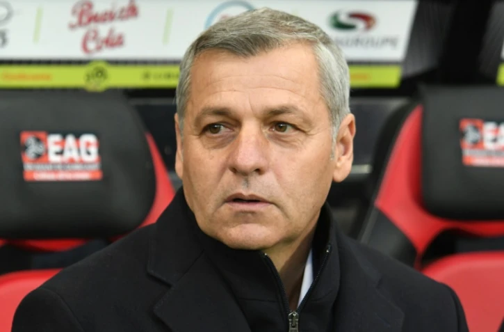 L'entraîneur de Lyon Bruno Genesio lors du déplacement à Guingamp le 10 novembre 2018