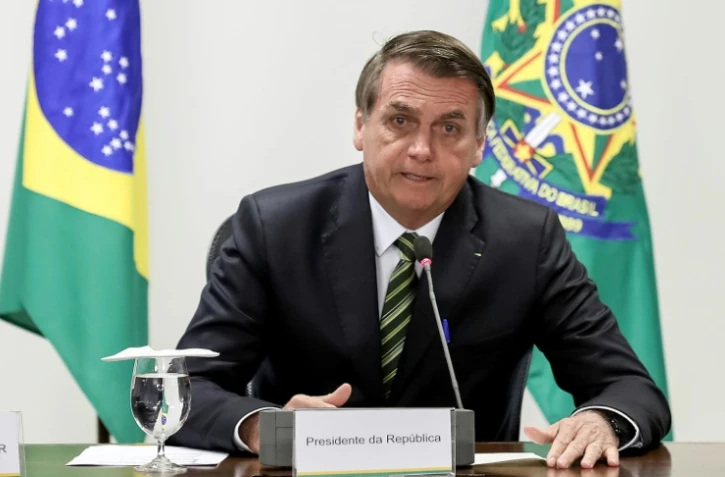 Le président brésilien Jair Bolsonaro lors d'une réunion avec les gouverneurs des Etats amazoniens, le 27 août 2019 à Brasilia