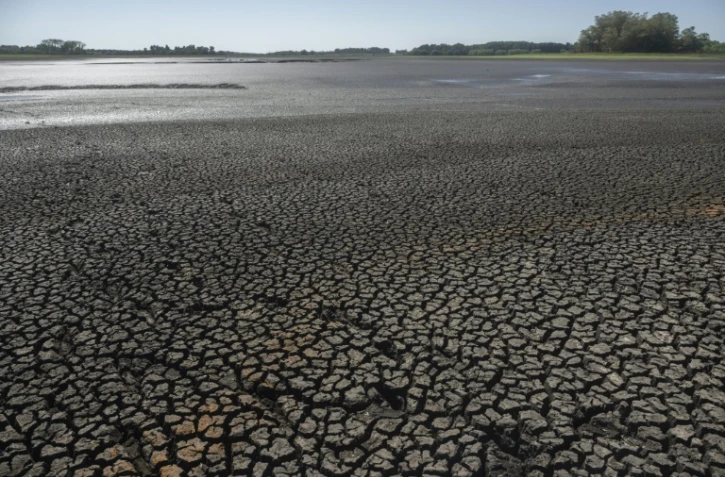 Le réservoir d'eau de Canelon Grande, quasiment à sec, dans le sud de l'Uruguay, le 14 mars 2023