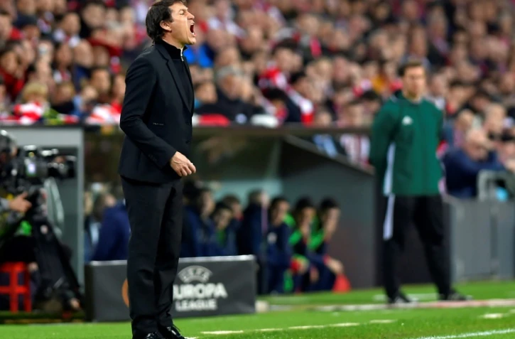 L'entraîneur de Marseille, Rudi Garcia, lors du 8e de finale retour de l'Europa League face à l'Athletic Bilbao, à Bilbao, le 15 mars 2018