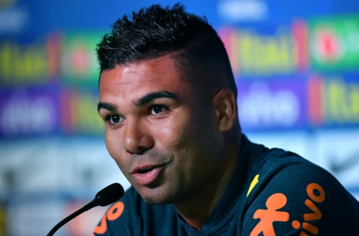 Le milieu de l'équipe du Brésil Casemiro en conférence de presse, le 29 juin 2018 à Sotchi