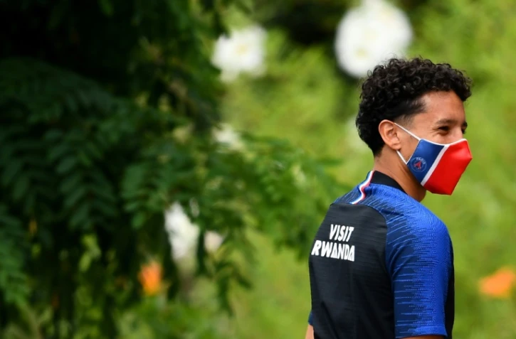 Marquinhos, le défenseur brésilien du PSG, arrive à l'entraînement au Camp des Loges le 2 juillet 2020 à Saint-Germain-en-Laye pr_s de Paris