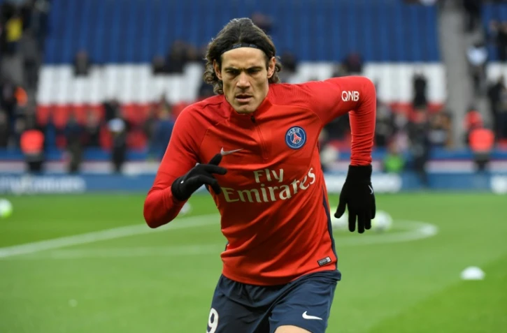 L'attaquant uruguayen du PSG Edinson Cavani à l'échauffement avant un match contre Nantes, le 18 novembre 2017 au Parc des Princes