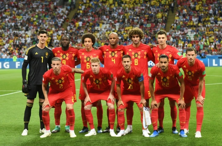 L'équipe de Belgique avant le quart de finale du Mondial contre le Brésil, le 6 juillet 2018 à Kazan 