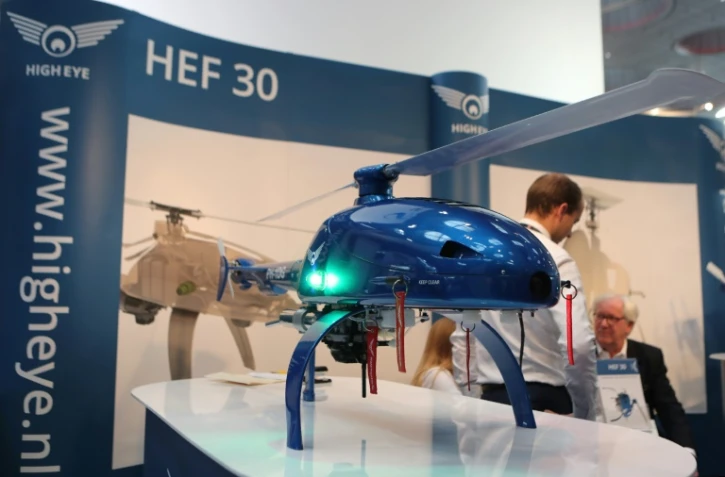 Photo d'un drone pris lors du salon international de l'armement Milipol, Ă Doha, le 31 octobre 2016