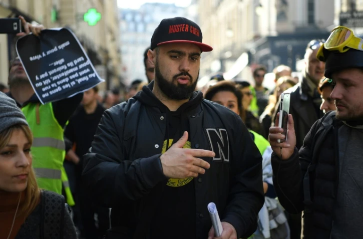 Eric Drouet lors d'une manifestation des "gilets jaunes" à Paris le 16 février 2019
