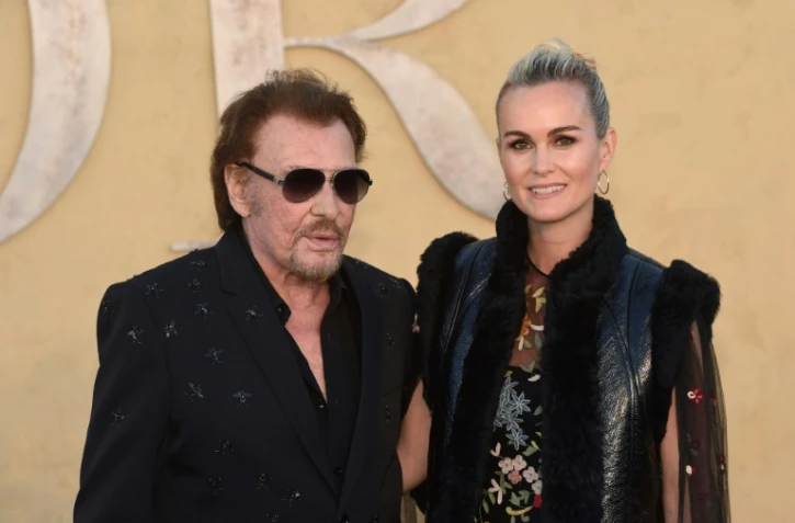 Johnny Hallyday et son épouse Laeticia Hallyday à Calabasas en Californie, le 11 mai 2017