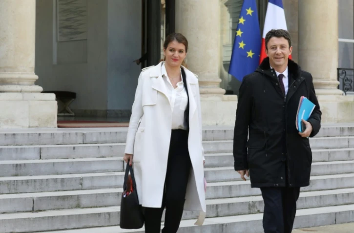 Marlène Schiappa et Benjamin Griveaux le 21 mars 2018 à l'Elysée