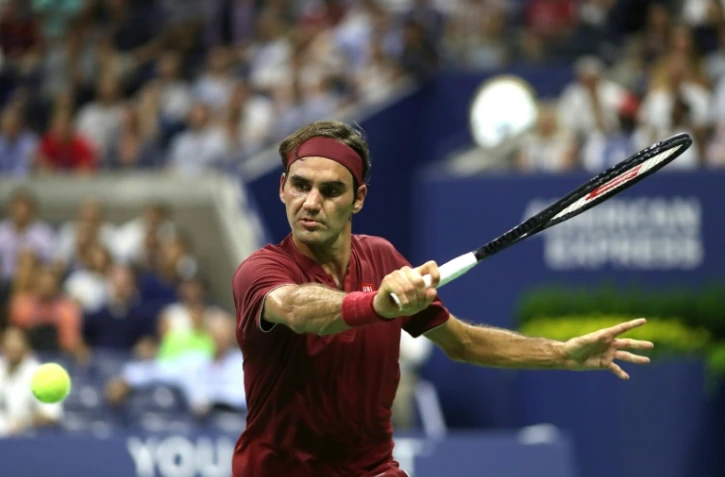 Roger Federer lors du premier tour de l'US Open à Flushing Meadows à New York City, le 28 août 2018