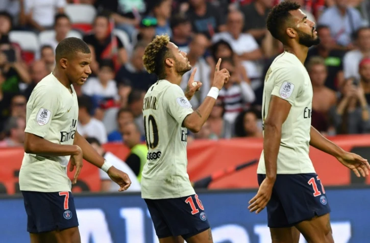 Neymar (c) auteur d'un doublé lors de la victoire du PSG à Nice 3-0 le 29 septembre 2018