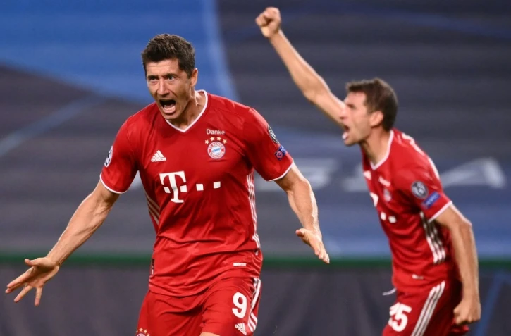 Le buteur Robert Lewandowski clot le large succès du Bayern Munich contre Lyon en demi-finale de la Ligue des champions, le 19 août 2020 à Lisbonne