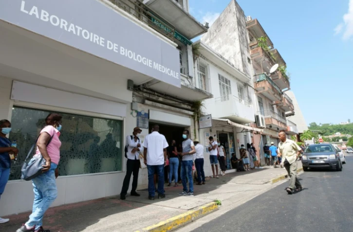 File d'attente pour le dépistage du Covid-19, à Fort-de-France (Martinique) le 2 août 2021