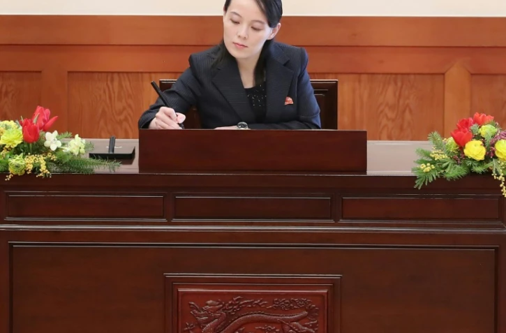 Kim Yo Jong, la soeur de Kim Jong Un, avant une réunion avec le président de la Corée du Sud, Moon Jae-in, à la Maison Bleue à Séoul, le 10 février 2018