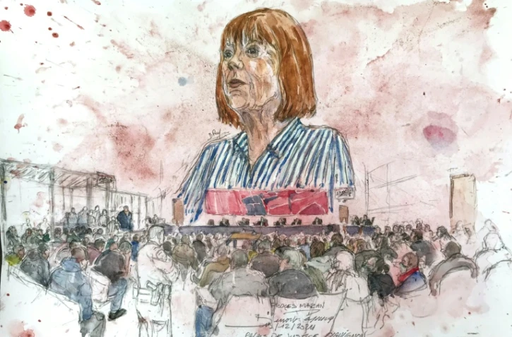 Un croquis de Gisèle Pelicot lors de l'audience qui a condamné son ex-mari à la peine maximale de 20 ans de prison, le 19 décembre 2024, à Avignon