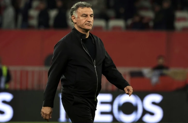 Christophe Galtier, entraîneur du Paris SG, le 8 avril 2023 lors de la victoire du club de la capitale à Nice (2-0) lors de la 30e journée de la Ligue 1