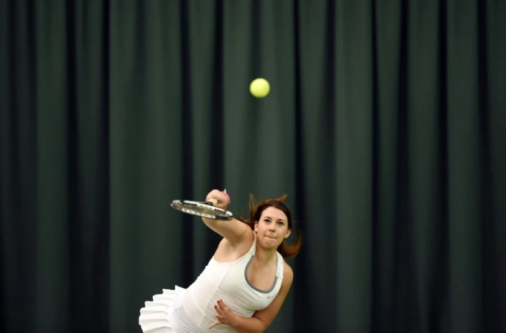 La Française Marion Bartoli lors d'un match exhibition en double, le 10 mai 2014 à Wimbledon