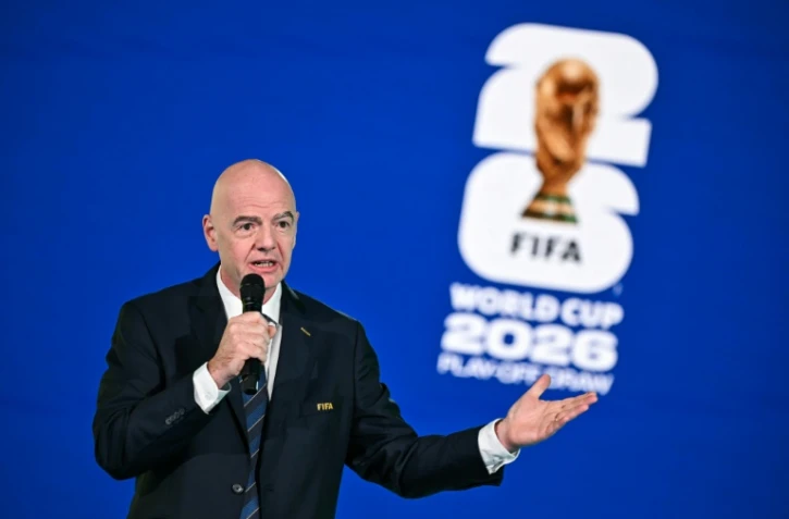 Le président de la Fifa Gianni Infantino lors du tirage au sort des barrages pour la Coupe du monde 2026 aux Etats-Unis, au Canada et au Mexique, à Zurich le 20 novembre 2025
