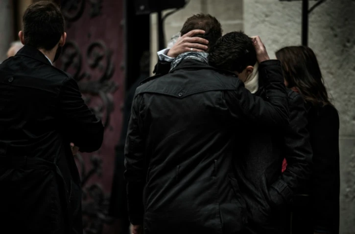 Aux funérailles d'une des victimes des attentats du 13 novembre, le 23 novembre 2015 à Lyon