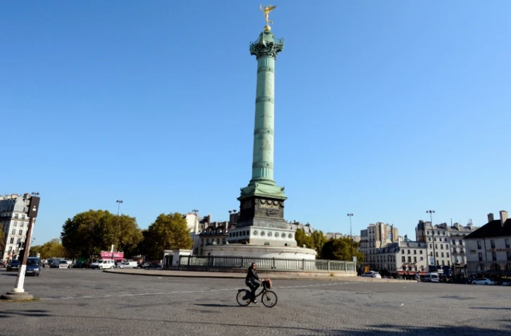 La place de la Bastille, à Paris, lors d'une journée sans voiture, le 27 septembre 2015