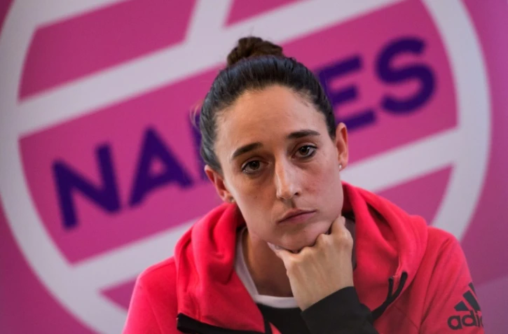 La joueuse du Nantes Atlantique Handball Camille Ayglon-Saurina lors d'une conférence de presse, le 14 février 2020 à Nantes 