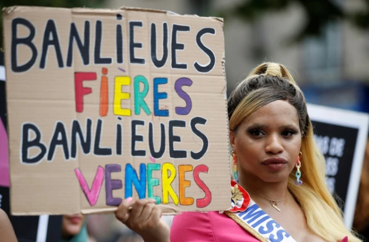 Une participante à la "marche des fiertés des banlieues", à Saint-Denis, en Seine-Saint-Denis, le 4 juin 2022