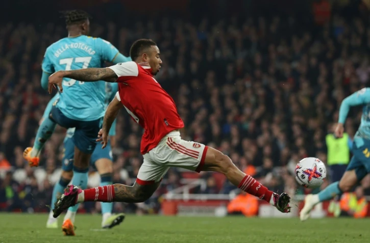L'attaquant brésilien d'Arsenal Gabriel Jesus lors du match de Premier League contre Southampton à l'Emirates Stadium le 21 avril 2023 