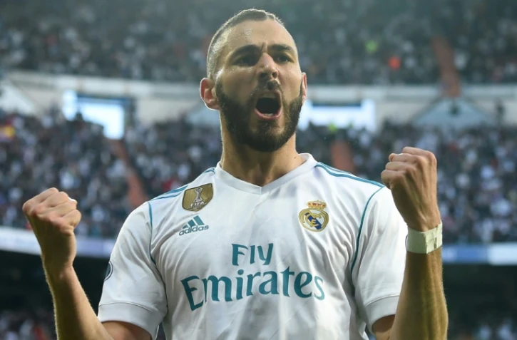 L'attaquant du Real Madrid Karim Benzema buteur face au Bayern Munich en Ligue des champions le 1er mai 2018