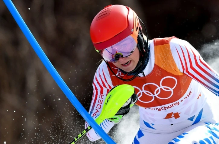 L'Américaine Mikaela Shiffrin lors du slalom aux JO, le 16 février 2018 à Pyeongchang