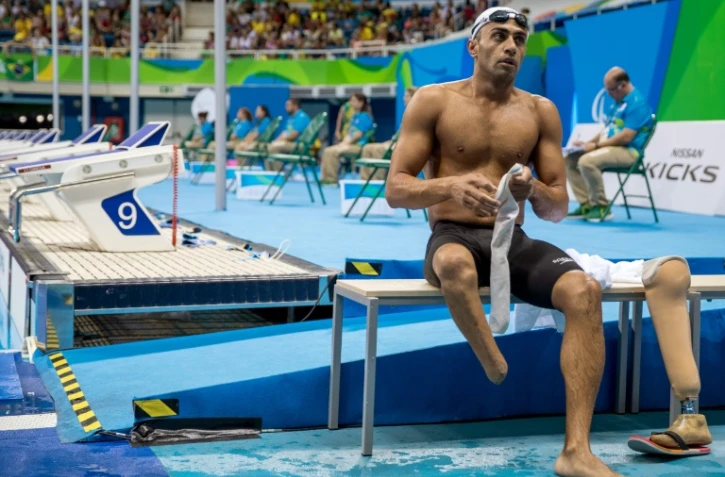 Ibrahim Al Hussein après les préliminaires du 50 m nage libre - aux Jeux paralympiques, le 13 septembre 2016 à Rio