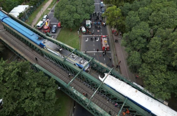 Vue aérienne de l'accident de train à Buenos Aires le 10 mai 2024