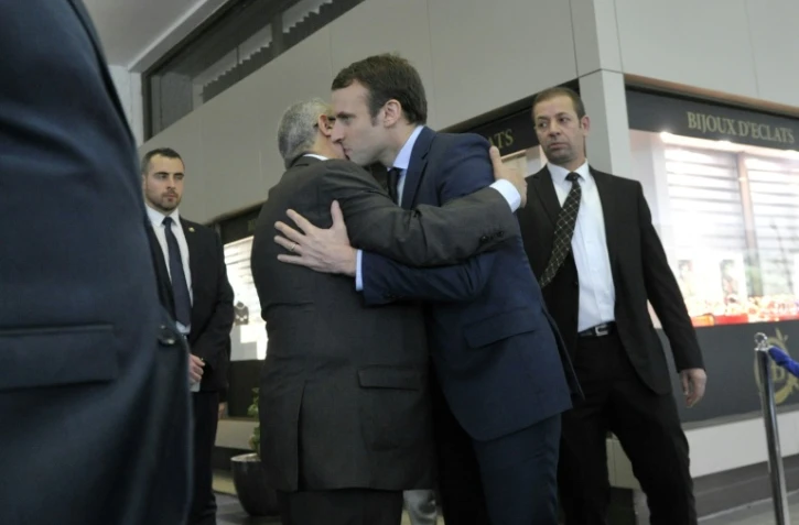 Le chef de l'Etat français Emmanuel Macron, alors candidat à l'élection présidentielle, lors d'un déplacement à Alger le 13 février 2017