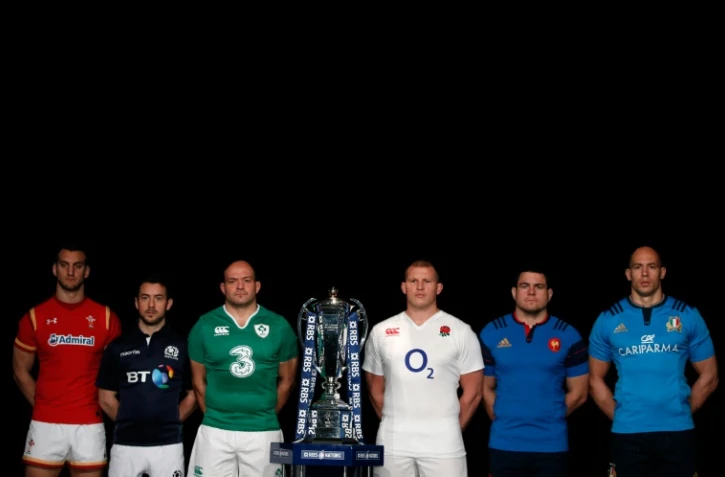 Les capitaines des six équipes en lice pour le Tournoi des Six nations, réunis à Londres, le 27 janvier 2016