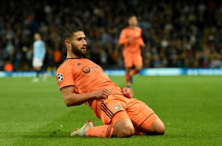 Le capitaine de Lyon Nabil Fekir après son but contre Manchester City en Ligue des champions, le 19 septembre 2018 à l'Etihad Stadium