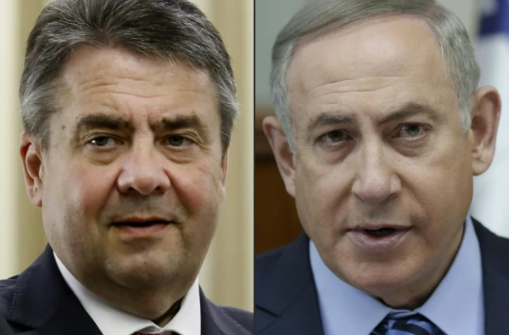 Montage photo du ministre des Affaires étrangères allemand Sigmar Gabriel (g) et du Premier ministre israélien Benjamin Netanyahu