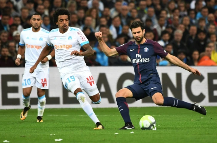 Le milieu de terrain du PSG Thiago Motta face à l'OM, le 22 octobre 2017 à Marseille