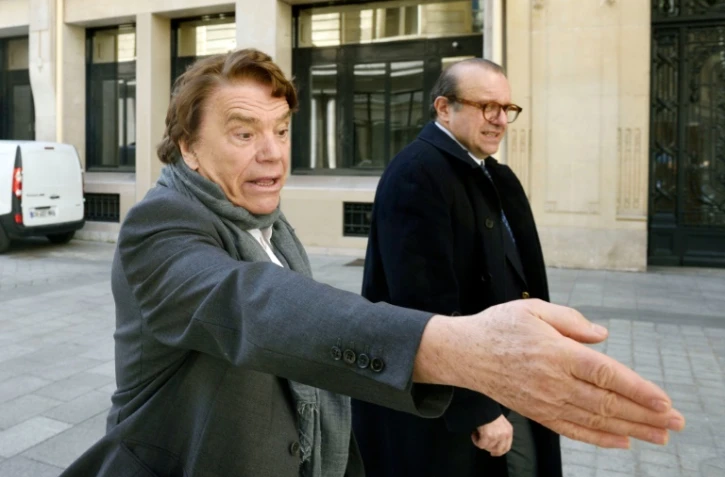 Bernard Tapie et son avocat Hervé Temime à leur arrivée le 12 mars 2015 au pôle financier du tribunal à Paris 