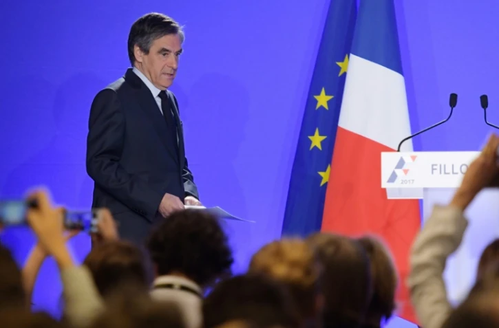 François Fillon à son QG de campagne le 1er mars 2017 à Paris