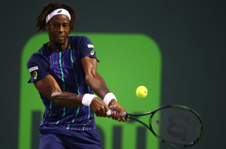 Gaël Monfils face à Grigor Dimitrov au Masters 100 de Miami, le 29 mars 2016 à Key Biscayne