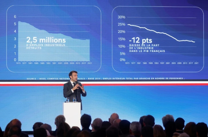 Emmanuel Macron présente son plan pour la réindustrialisation de la France, le 11 mai 2023 à l'Elysée